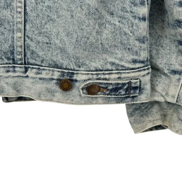 Vintage 80s Wrangler Trucker Jean Jacket Acid Snow Wash Sherpa Western Outlaw M - Picture 5 of 16